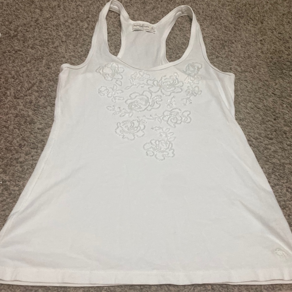 White beaded tank top